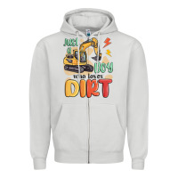 Dove Grey just a boy who loves dirt Zipper Hoodie - MaliasSmallBusiness