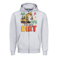 Heather Grey just a boy who loves dirt Zipper Hoodie - MaliasSmallBusiness