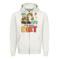 Oatmeal Heather just a boy who loves dirt Zipper Hoodie - MaliasSmallBusiness