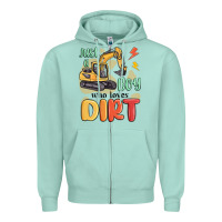 Seafoam just a boy who loves dirt Zipper Hoodie - MaliasSmallBusiness