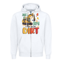 White just a boy who loves dirt Zipper Hoodie - MaliasSmallBusiness