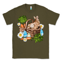 Army Green easter bunny in basket wıth carrot and eggs Classic Tee - AdoDesignShop