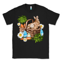 Black easter bunny in basket wıth carrot and eggs Classic Tee - AdoDesignShop