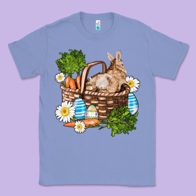 Easter Bunny In Basket Wıth Carrot And Eggs Classic Tee Designed By Adodesignshop