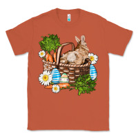 Copper easter bunny in basket wıth carrot and eggs Classic Tee - AdoDesignShop