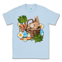 Dusty Blue easter bunny in basket wıth carrot and eggs Classic Tee - AdoDesignShop