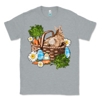 Heather Grey easter bunny in basket wıth carrot and eggs Classic Tee - AdoDesignShop