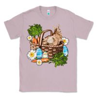 Lilac easter bunny in basket wıth carrot and eggs Classic Tee - AdoDesignShop