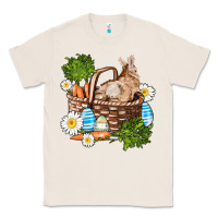 Natural easter bunny in basket wıth carrot and eggs Classic Tee - AdoDesignShop