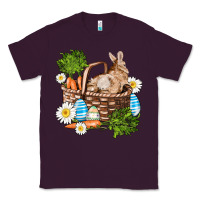 Plum easter bunny in basket wıth carrot and eggs Classic Tee - AdoDesignShop