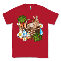 Red easter bunny in basket wıth carrot and eggs Classic Tee - AdoDesignShop