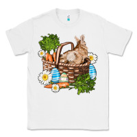 White easter bunny in basket wıth carrot and eggs Classic Tee - AdoDesignShop