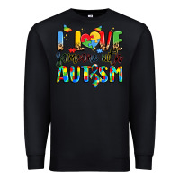 Black i love someone with autism Premium Sweatshirt - LillyAllenDesigns