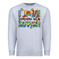 Heather Grey i love someone with autism Premium Sweatshirt - LillyAllenDesigns