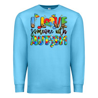 Ocean Blue i love someone with autism Premium Sweatshirt - LillyAllenDesigns