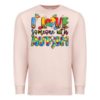Pale Pink i love someone with autism Premium Sweatshirt - LillyAllenDesigns