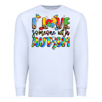 White i love someone with autism Premium Sweatshirt - LillyAllenDesigns