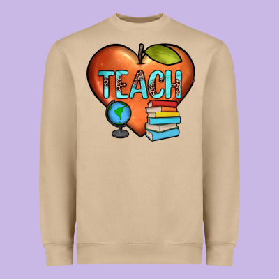 Teach Heart Heavyweight Sweatshirt Designed By Jahusdesignshop