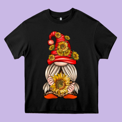 Western Gnome With Sunflowers Heavy Core Tee Designed By Texasbilliewilder