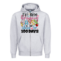 Heather Grey 100 days of school Zipper Hoodie - MaliasSmallBusiness