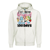 Oatmeal Heather 100 days of school Zipper Hoodie - MaliasSmallBusiness