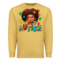 Antique Gold autism afro girl Premium Sweatshirt - LillyAllenDesigns