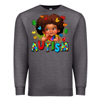 Charcoal Heather autism afro girl Premium Sweatshirt - LillyAllenDesigns