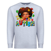 Heather Grey autism afro girl Premium Sweatshirt - LillyAllenDesigns