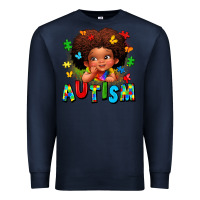 Navy autism afro girl Premium Sweatshirt - LillyAllenDesigns