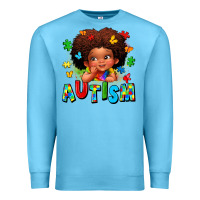 Ocean Blue autism afro girl Premium Sweatshirt - LillyAllenDesigns
