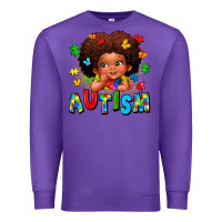 Purple autism afro girl Premium Sweatshirt - LillyAllenDesigns