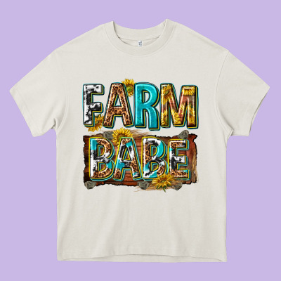 Western Farm Babe Heavy Core Tee Designed By Texasbilliewilder