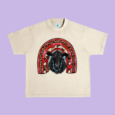 Valentines Black Angus  Rainbow Urban Heavy Tee Designed By Jahusdesignshop