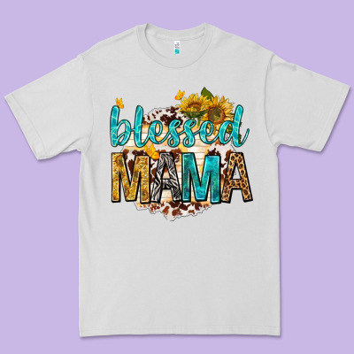Premium Tee blessed mama with sunflowers