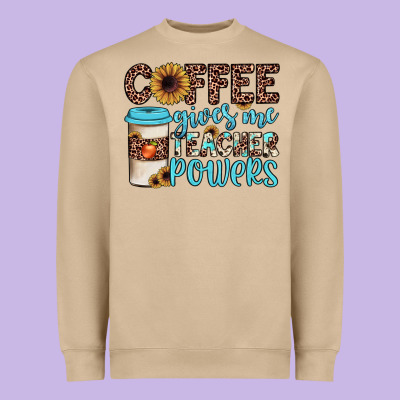 Coffee Gives Me Teacher Powers Heavyweight Sweatshirt Designed By Jahusdesignshop