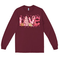 Burgundy love pink christmas tree cake Long Sleeve Tee - Jasminsmagicworld