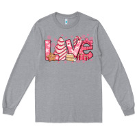 Heather Grey love pink christmas tree cake Long Sleeve Tee - Jasminsmagicworld