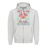 Dove Grey just a kid who loves axolotls Zipper Hoodie - MaliasSmallBusiness