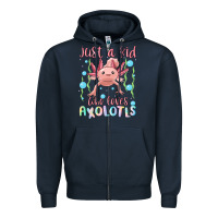 Navy just a kid who loves axolotls Zipper Hoodie - MaliasSmallBusiness