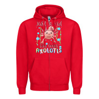 Red just a kid who loves axolotls Zipper Hoodie - MaliasSmallBusiness