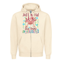 Sandshell just a kid who loves axolotls Zipper Hoodie - MaliasSmallBusiness