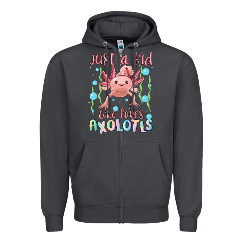 Just A Kid Who Loves Axolotls Zipper Hoodie by MaliasSmallBusiness | Teevron