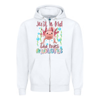 White just a kid who loves axolotls Zipper Hoodie - MaliasSmallBusiness