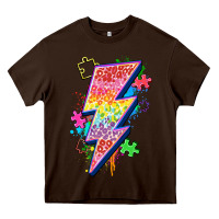 Chocolate Brown lightning bolt autism Heavy Core Tee - Zillion Design Studio