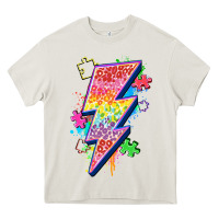 Cream lightning bolt autism Heavy Core Tee - Zillion Design Studio
