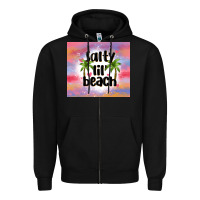 Black salty lil' beach Zipper Hoodie - MaliasSmallBusiness