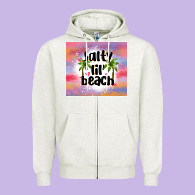 Salty Lil' Beach Zipper Hoodie Designed By Maliassmallbusiness