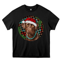 Black Labrador Retriever Christmas Heavy Core Tee - RanaPortraitStore