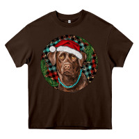 Chocolate Brown Labrador Retriever Christmas Heavy Core Tee - RanaPortraitStore