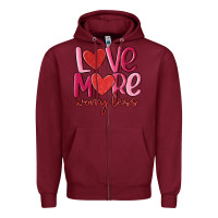 Burgundy love more worry less Zipper Hoodie - MaliasSmallBusiness